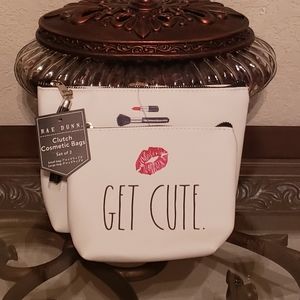 Rae Dunn GET CUTE & BUT FIRST MAKEUP Bag Set
